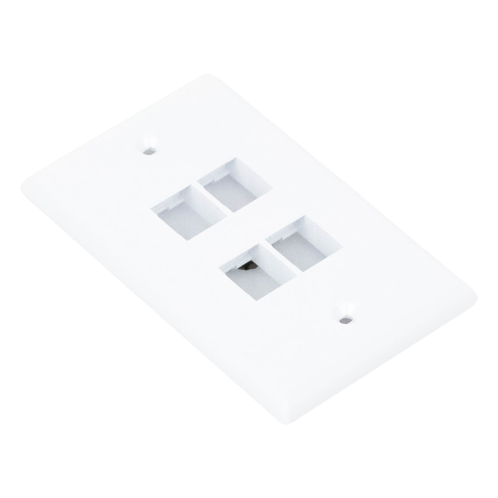 Placa de Pared Vertical, Salida Para 4 Puertos Keystone, Color Blanco