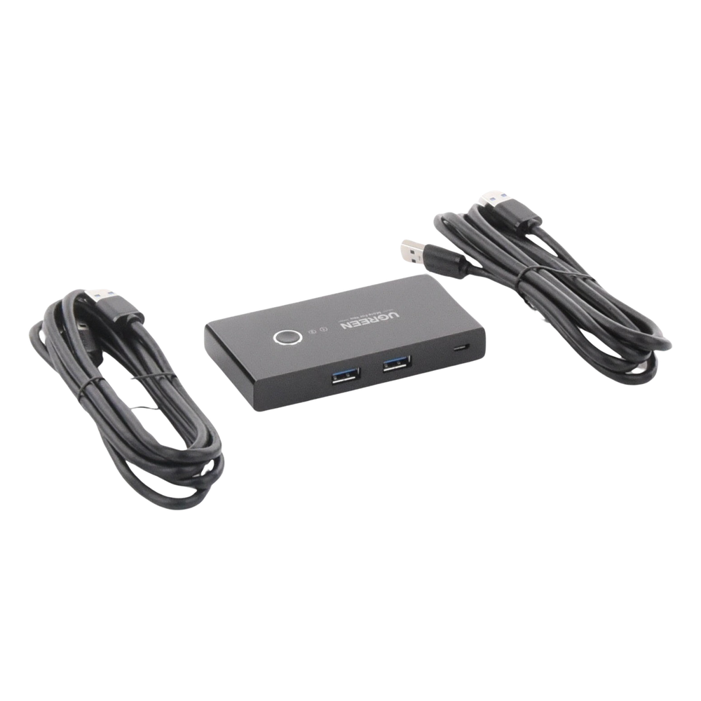 Conmutador USB para Compartir 4 Puertos USB 3.0 a 2 PC Ìs | Cambio Mediante Botón | Incluye Dos Cables USB de 1.5 m | ABS | Permite que 2 Usuarios Compartan 4 Dispositivos Periféricos USB3.0, como una impresora, un escáner, etc.
