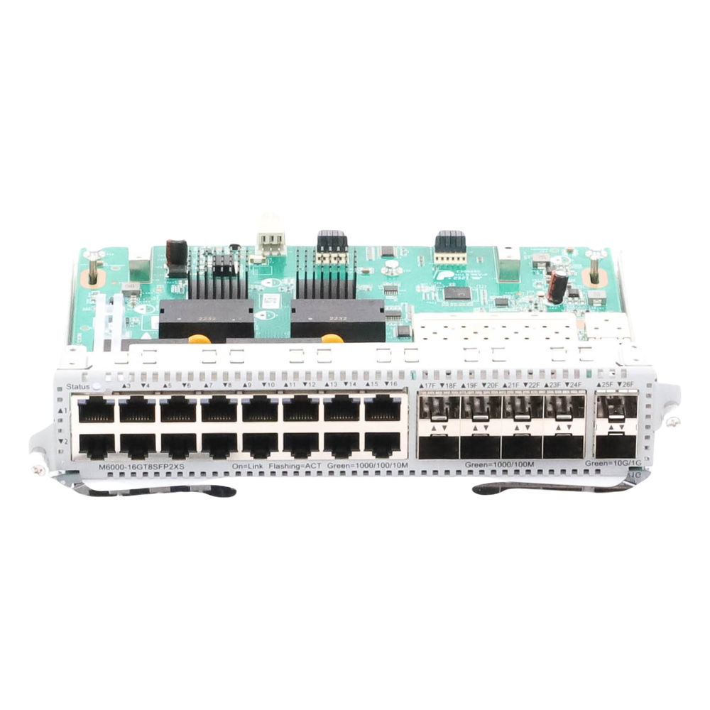 Tarjeta de Red con 16 puertos RJ45 1Gb, 8 puertos SFP 1Gb y 2 puertos SFP+ 10Gb para Chasis RG-NBS6002