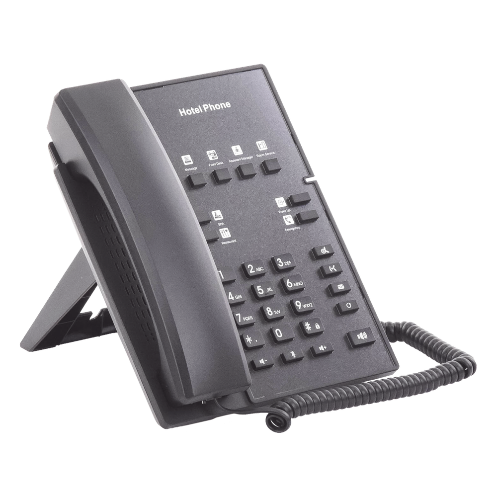 Teléfono IP para Hotelería, profesional con 8 teclas programables para servicio rápido, plantilla personalizable con PoE