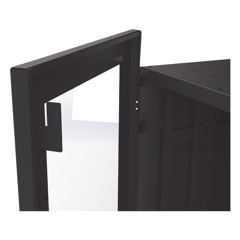 Gabinete Profesional para Telecomunicaciones de 45UR, 1200 mm Profundidad, Incluye 2 Organizadores Verticales de 45 Unidades de Rack, Se envía el Gabinete Armado.