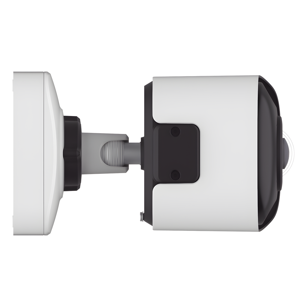 Cámara Bullet de Red Mini Panorámica 180° AI / 4K / Super WDR 120dB / Micrófono Integrado / IP67-IK10 / Soporte PoE / Almacenamiento 1TB / Analítica IA VCA 8 Modos