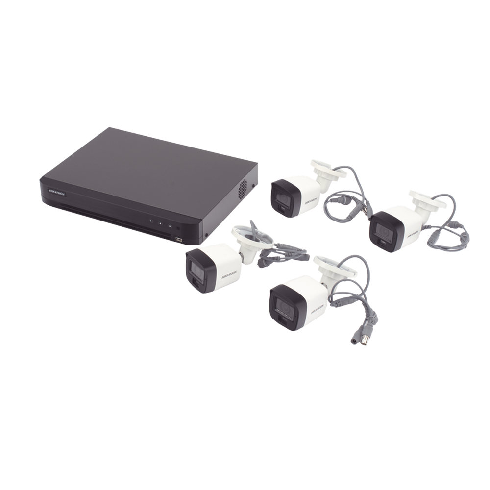 [Dual Light] Kit TurboHD 3K (5 Megapixel) / DVR 4 Canales / 4 Cámaras Bala para Exterior y Metal / Micrófono Integrado / Accesorios de Interconexión / Fuente de Poder